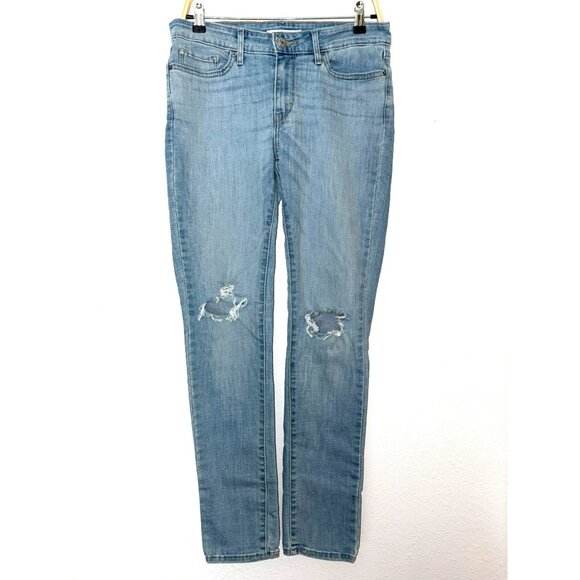 Levis 711 Skinny Distressed Light Wash Jeans Size W29 L30 - Picture 1 of 10
